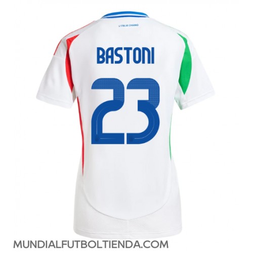 Camiseta Italia Alessandro Bastoni #23 Segunda Equipación Replica Eurocopa 2024 para mujer mangas cortas